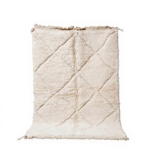 Moroccan Unique Beni Ourain <b>Rug</b> Hand Made Moroccan <b>Boho</b> Beni Ourain <b>Rug</b> Albertina Hand Knotted Wool Cotton Cream Beige Area <b>Rug</b> - Product Image 1