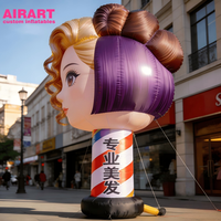 Fille gonflable tendance avec coiffure personnalisée, personnage de dessin animé gonflable à coiffure personnalisée pour le marketing des salons de beauté