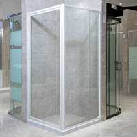 Porte de douche pivotante avec cadre blanc, verre trempé, cabine de douche carrée, sur mesure, vente en gros