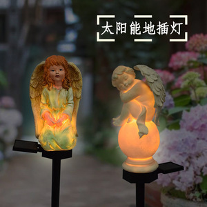 ไฟสนามพลังงานแสงอาทิตย์รูปนางฟ้าเรซิ่น สำหรับตกแต่งสวนวิลล่า สวยงามหรูหรา ไฟสนามแบบเสียบดิน - Product Image 3