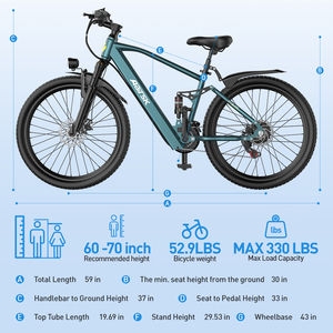 Bicicleta Eléctrica de Montaña Aairsk con Motor Trasero sin Escobillas, Batería de Litio de 36V 13AH, Alta Energía, Neumáticos Todoterreno, Doble Suspensión - Product Image 6