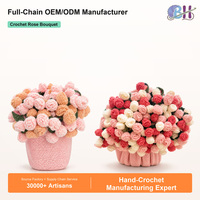 Karangan Bunga Mawar Rajut Tangan BH, Rangkaian Bunga Benang Realistis, Dapat Digunakan Kembali, Dekorasi Rumah Modern, Hadiah Hari Valentine