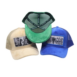 Casquettes de camionneur en velours uni 5 panneaux de haute qualité Logo personnalisé brodé <span class=keywords><strong>Snapback</strong></span> chapeau maille à la mode pour le cyclisme en plein air - Product Image 4