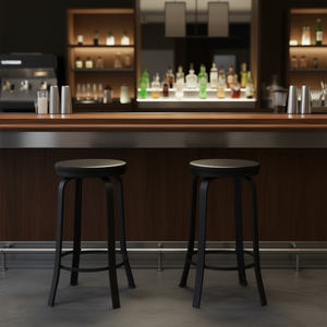 Set di 2 sgabelli da bar con struttura in metallo, design moderno e minimalista, mobili da bar resistenti per la casa - Product Image 2