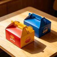 Caja para Pollo Frito Personalizada, de Papel Desechable Seguro para Alimentos con Asa, para Comida Rápida para Llevar