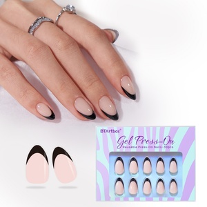 Faux Ongles Réutilisables Courts Amande BTArtbox – Fournitures de Qualité Supérieure en Gros, Ongles en Gel Souple à Bout Français Personnalisables à Coller - Product Image 2