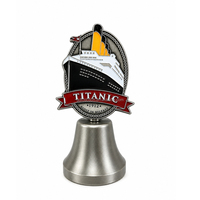 OEM/ODM Aimants de réfrigérateur en métal émaillé 3D en forme de sonnette, thème Titanic, avec designs personnalisés, usine d'aimants en forme de sonnette