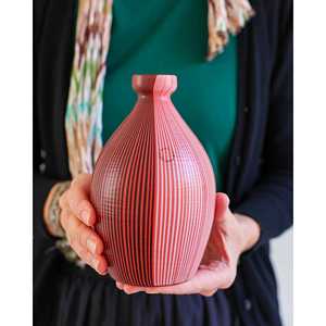 Vase en verre cristal rayé rouge Venini, soufflé à la main, art déco moderne, petit vase carré pour la décoration de la maison, pour les mariages - Product Image 4
