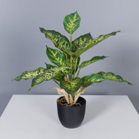Plante artificielle Aglaonema variegata à toucher réel en pot, fausse plante verte pour la décoration de bureau, salon, intérieur et aménagement paysager domestique