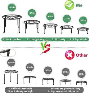 Pots de fleurs robustes présentoirs <span class=keywords><strong>porte</strong></span>-plante en fer antirouille étagère ronde pour jardin maison extérieur <span class=keywords><strong>plantes</strong></span> d'intérieur - Product Image 3