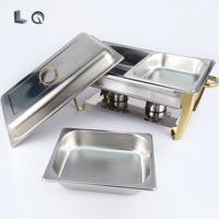 Hôtel Arabe de Luxe 9L Rectangle Miroir Poli En Acier Inoxydable Gaz Chafer Plat Brûleurs Pour Buffet De Luxe Réchauffeur De Nourriture Restauration