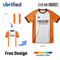 Jersey Sepak Bola Pria Dewasa Grosir 100% Poliester Anti-Bakteri Bernapas Cepat Kering Kerah Bulat Lengan Pendek Dapat Disesuaikan OEM
