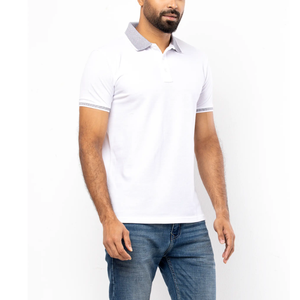 T-shirts polo personnalisés pour hommes, en coton doux de haute pureté, motif uni 100% coton anti-rides avec logo personnalisé - Product Image 2