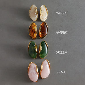 Vintage Earrings High Polished Stainless Steel Cute Jewelry Sets Bulk Waterproof 4 Colors Big Resin Stud Earrings for Women - Product Image 1