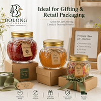 Pot en verre vide personnalisé avec logo, écologique et recyclable, 3 tailles, en forme de tomate, avec couvercle en aluminium, pour bougies, cosmétiques, aliments (Bolong)
