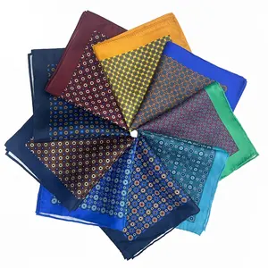 Factory Direct Hot Sale Digit Printing Personalized Handkerchief Stock Polyester Vintage Handkerchief Man Pocket Square