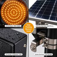 Luz de Advertencia Intermitente Amarilla Solar de 300 mm, 120 LED, Carcasa de PC, Batería de Plomo-Ácido, IP65 Impermeable, Baliza Estroboscópica de Tráfico