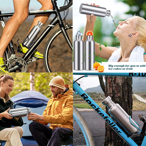 Botella de agua de una sola pared de acero inoxidable para ciclismo, botella deportiva de 500ml y 750ml para viaje de acampada al aire libre, venta al por mayor de una sola capa - Product Image 4