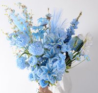 Fleurs bleues faites à la main, décorations de mariage et d'événement de Thanksgiving personnalisées, bouquets de fleurs artificielles en gros