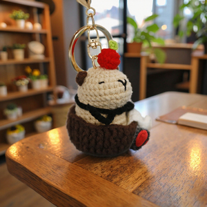 Làm bằng tay hoạt hình ít Rái cá capybara Crochet Keychains macrame động vật Keyring quyến rũ Túi phụ kiện sang trọng mới Crochet - Product Image 4