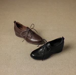 Leather belt buckle single layer sheepskin shoes <b>pointed</b> <b>toe</b> solid color leather shoes Mid Calf - Product Image 6