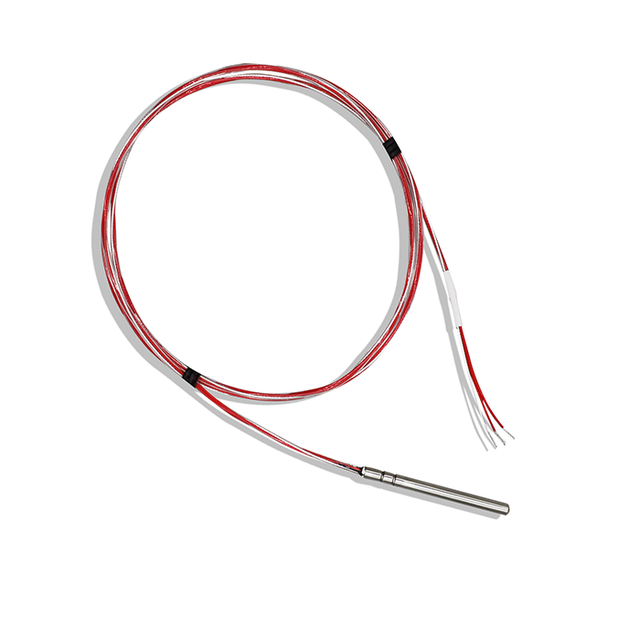 Mini Probe PT100 Temperature Sensor with Red & White High Temp Resistant Braided Cable, for Industrial Equipment