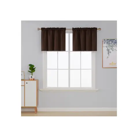 Classic Christmas Chocolate Valances Thermal Insulated 100% Polyester Blackout Curtains Rideaux Valance Curtain