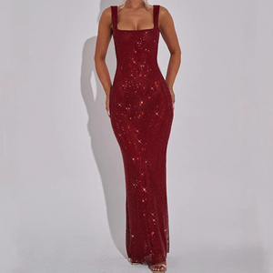 <span class=keywords><strong>Alibuy</strong></span> Robe d'été pour femmes Sexy Sequin Mesh Diamond Suspender Breathable Shoulder Strap Fashionable Clothing for Purchasing - Product Image 5