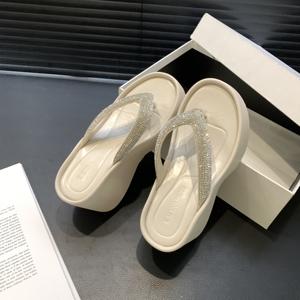 Sandales compensées à semelle épaisse pour femme, nouvelle collection été 2020, avec strass sur l'orteil, pour l'extérieur - Product Image 6