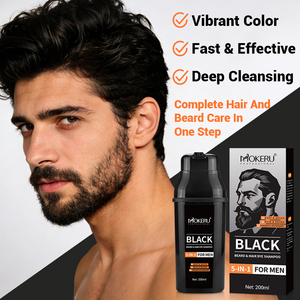 MOKERU Tinta per Capelli e <span class=keywords><strong>Barba</strong></span> 5-in-1 per <span class=keywords><strong>Uomo</strong></span> - Formula Erboristica Approvata MSDS, Nero Permanente ad Azione Rapida, 200ml Vendita all'Ingrosso - Product Image 2
