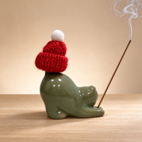 Porte-encens en céramique en forme de chat, logo personnalisé, diamètre 3 mm, brûleur d'encens pour la méditation, le yoga, le zen, cadeau unique, vente en gros