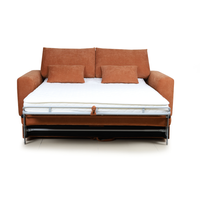Canapé-lit convertible 2 places en tissu orange avec matelas pour salon, chambre d'amis, appartement, mobilier de maison