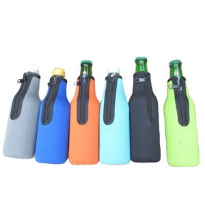 Neoprene Texture 12oz 330ml Wine <b>Bottle</b> Cooler Covers Non-Slip Zipper Insulator Sleeves Waterproof Foldable Portable Cooler Bags - Product Image 4
