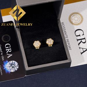 מניות מחסן usa משלוח חם מכירה חמה פרח עיצוב עגיל העגיל 925 סטרלינג כסף סטרלינג vvs <span class=keywords><strong>moissanite</strong></span> - Product Image 6