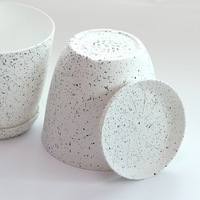 Pot de fleurs en pierre de chanvre avec plateau, respirant, absorbant, classique, rustique, minimaliste, en plastique, pour plantes en pot
