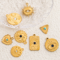 SUMMLY Trend Wholesale Zircon Devil's Eye Charms Accessories 18K Plated Stainless Steel Gold Pendants Fashion Jewelry