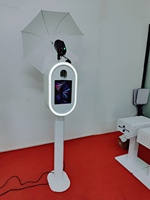 Photomaton portable pour mariage et fête avec iPad, appareil photo reflex numérique, lumières LED, matériau métallique