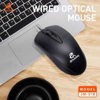 JM-018 Mouse Optik Berkabel USB 1600 DPI Mouse Berkabel Ergonomis dan Ramping dengan Lapisan Karet untuk PC Laptop Desktop