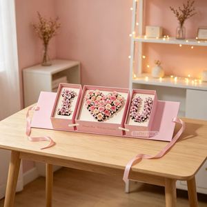 Boîte cadeau pliante de luxe FX, petite, design personnalisé, bouquet de fleurs, boîte cadeau pour la Saint-Valentin avec ruban - Product Image 4