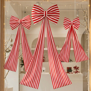 LINGKAI Red White Stripe <b>Large</b> Christmas Bow <b>Ornament</b> Hanging Bow for Shop Window Front Door Xmas Holiday Decor - Product Image 2