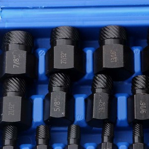 Screw Extractor Set 25pc Imperial Inch Socket Type For Damaged Screw Or Bolt Steel Sand Blasted Blue <b>Box</b> Black - Product Image 1