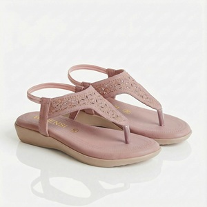 Eleganti e Comodi <span class=keywords><strong>Sandali</strong></span> da Donna Rosa con Cinturino a T e Motivo Floreale <span class=keywords><strong>per</strong></span> Passeggiate Vacanze e Spiaggia - Product Image 3