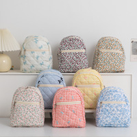 Sac à dos mini matelassé personnalisé pour femme, petit sac à dos floral avec fermeture éclair, idéal pour l'école et les voyages