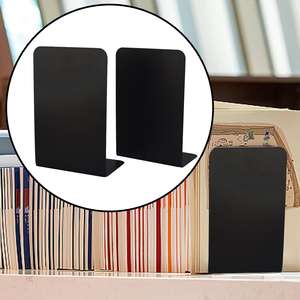 Fermalibri portatili in metallo per la casa e l'ufficio 2 pezzi nero per scaffali supporti per scaffali per la cancelleria della camera da letto - Product Image 6
