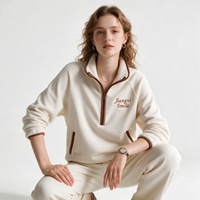 Sudadera de invierno personalizada nueva para mujer con cremallera de un cuarto, suéter cálido de forro polar, suéter informal con media cremallera para entrenamiento