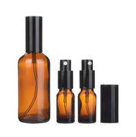 Flacon compte-gouttes en verre ambré de plusieurs tailles, bouchon pipette noir opaque, pour huiles essentielles, sérum facial, contenant cosmétique vide
