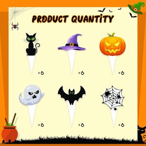 Décoration de gâteau d'Halloween moderne : 24 drapeaux de sorcière en papier pour cupcakes, idéaux pour les gâteaux d'anniversaire - Product Image 5