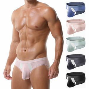 Calzoncillos bóxer de seda helada para hombre, bolsa separada voladora abierta, ropa interior peluda, transpirable, de secado rápido, tejido ecológico - Product Image 1