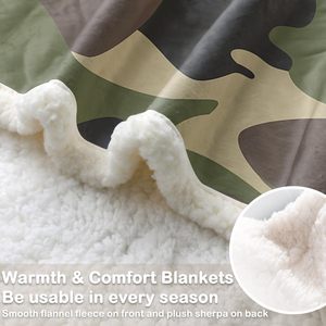 Green Camouflage Fleece <strong>Throw</strong> Blanket for Kids Boys Soft <strong>Brown</strong> Camo Camping Sherpa Blanket for Couch Chair, <strong>Throw</strong> - Product Image 4