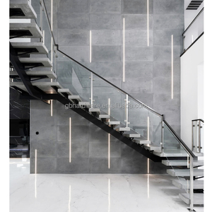 2025 Productos de tendencia Venta directa de fábrica Mejor <span class=keywords><strong>precio</strong></span> Viga de metal negro <span class=keywords><strong>Barandilla</strong></span> de vidrio Escaleras de mármol Escalones <span class=keywords><strong>Escalera</strong></span> de mármol interior - Product Image 2